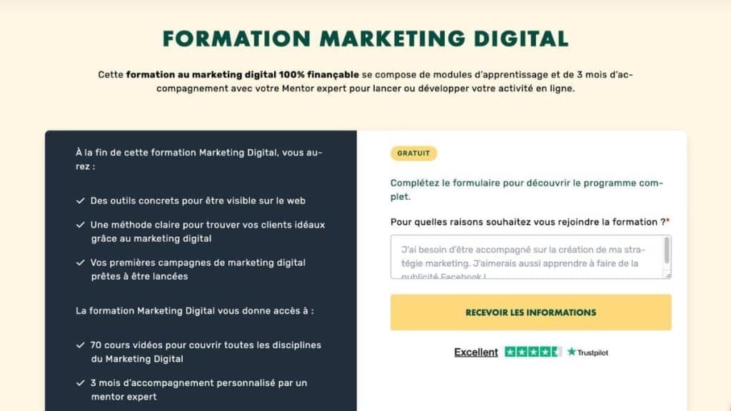 programme formation marketing digital livementor accompagnement mentor