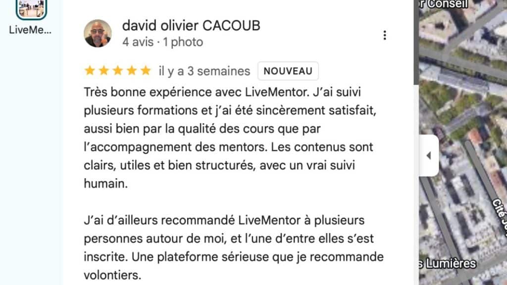 avis google livementor david cacoub