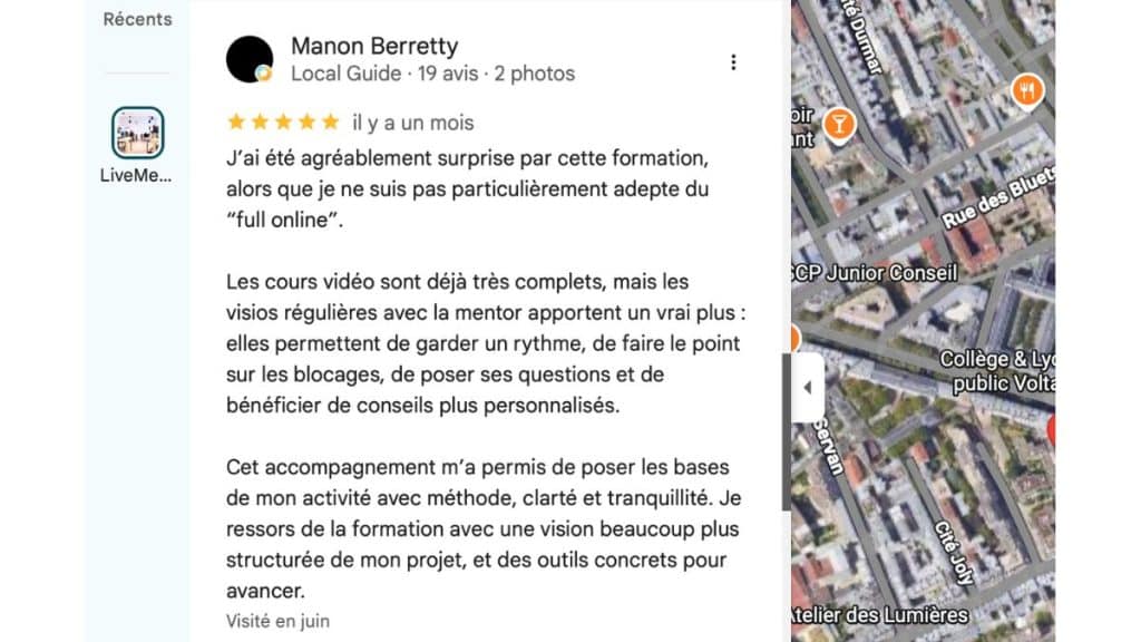 avis google livementor manon berretty