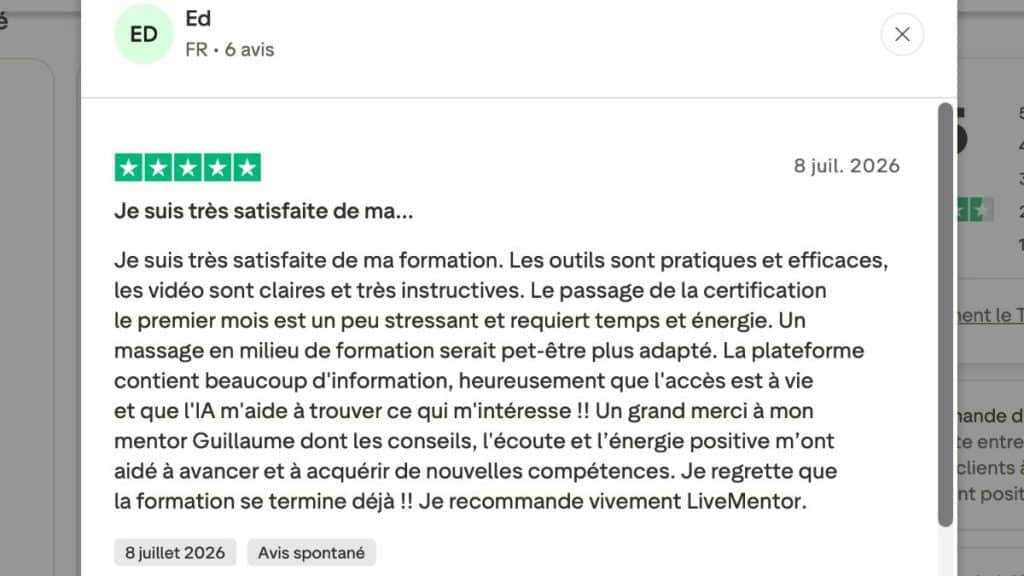 avis sur livementor trustpilot ed