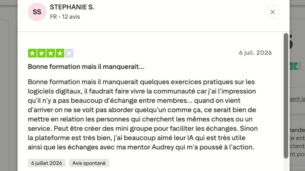 avis sur livementor trustpilot stephanie
