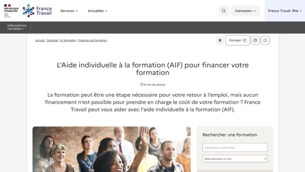 livementor france travail financement aif