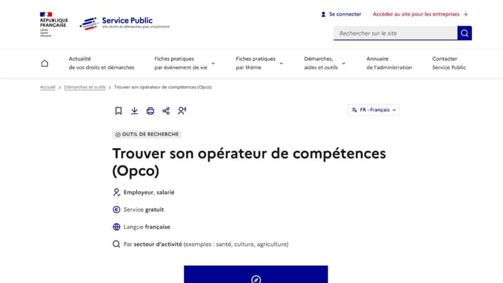 service public trouver opco livementor